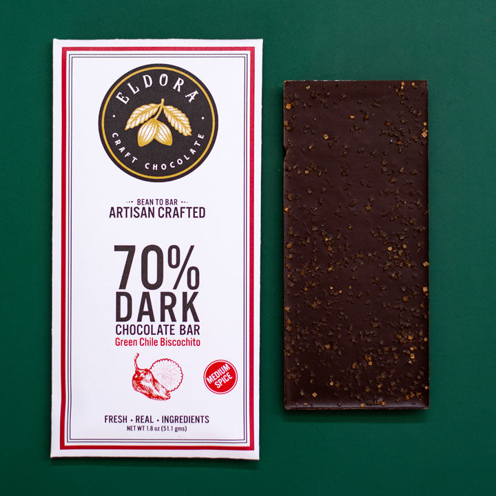 Green Chile Biscochito Chocolate Bar, Eldora Chocolate in NM