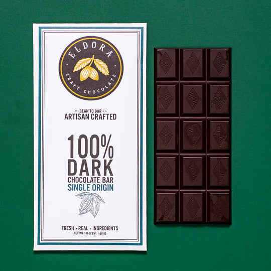 100% Dark Single Origin Chocolate Bar Eldora Craft Chocolate