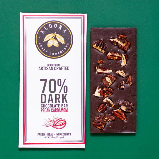 Pecan Cardamom Chocolate Bar Eldora Craft Chocolate