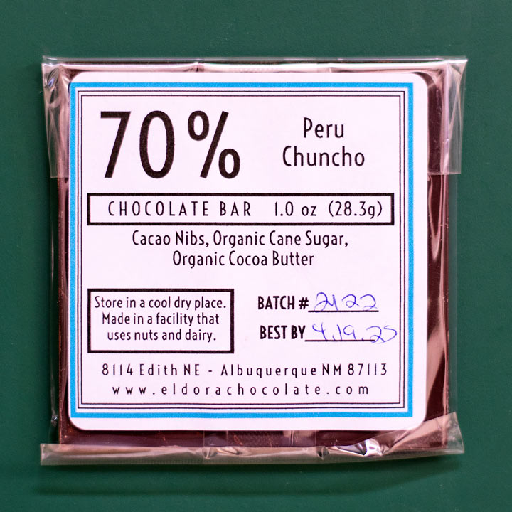 70% Dark  Peru Chunco 1oz / 1.8 oz Bar