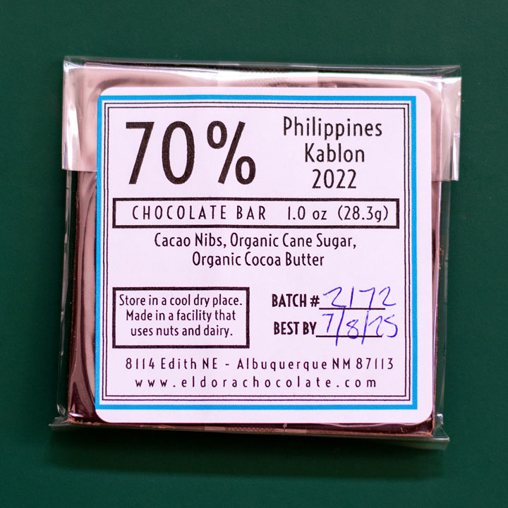 70% Dark  Philippines Kablon 1oz / 1.8 oz Bar