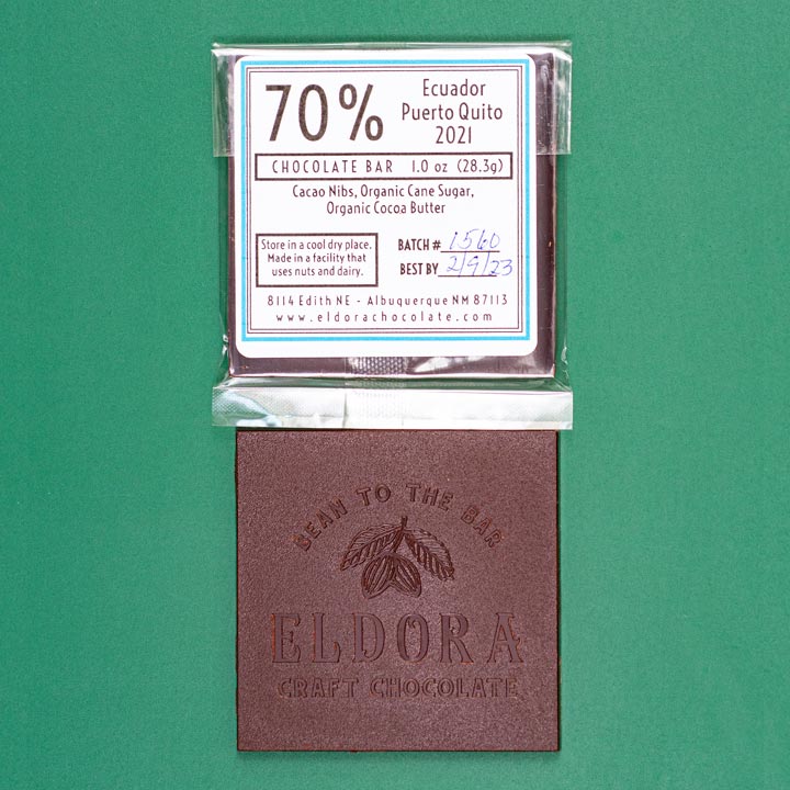 70 Ecuador Puerto Quito Origin Chocolate Bar Eldora Craft Chocolate